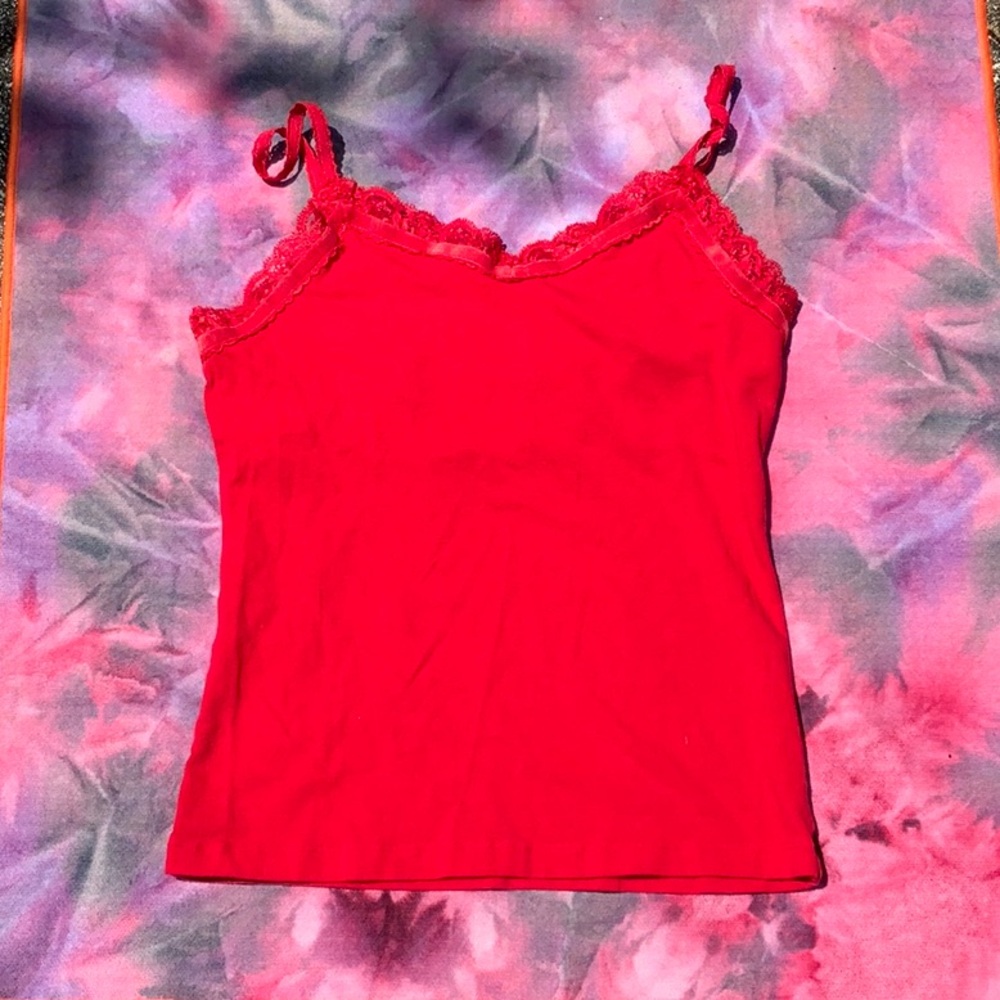 VICTORIAS SECRET MODA INTERNATIONAL RED BRA TANK TOP, SIZE SMALL